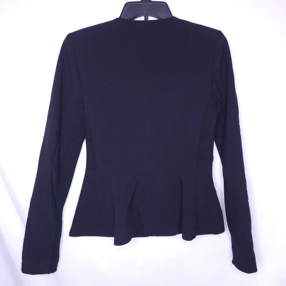 Rebecca Taylor Jacket 2 Black Wool Lamb Leather Full Zip - Picture 5 of 11